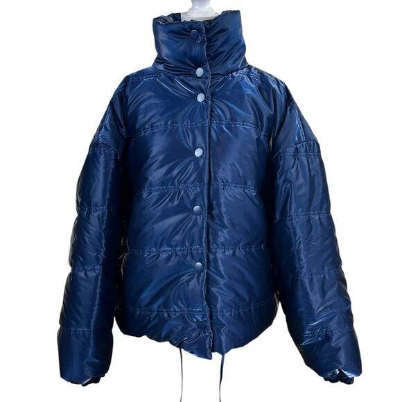 Wild Fable Blue Shiny Metallic Puffer Jacket Size XXL - Picture 1 of 10